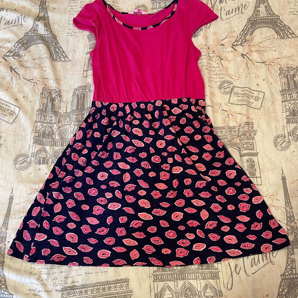 Lily Pulitzer Kiss Print Mixed Media Dress size L(8-10)